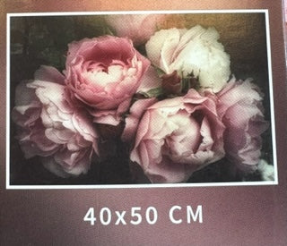 Diamond art - Lyserøde blomster 40x50 cm