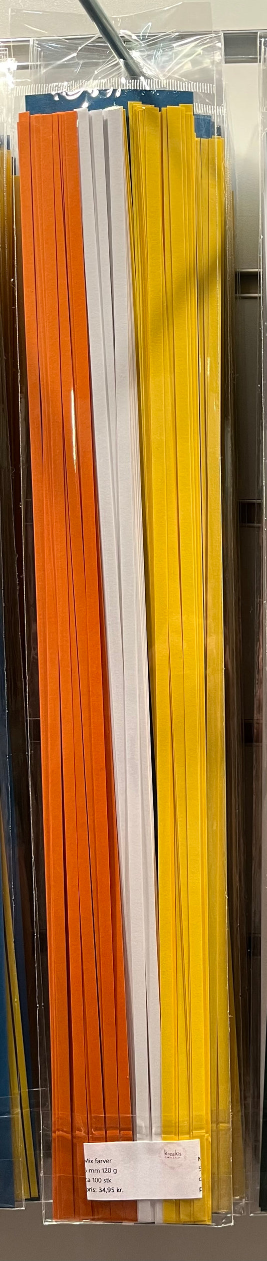 Quilling strimler – Mix farve - Gul, hvid og orange