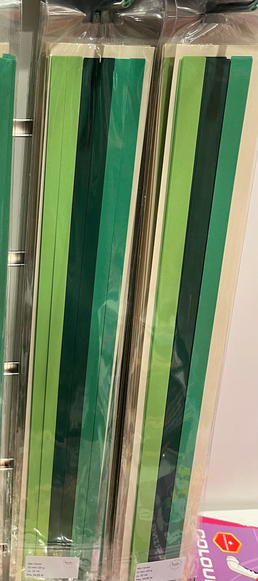 Quilling strimler – Mix farve - Grønne nuancer