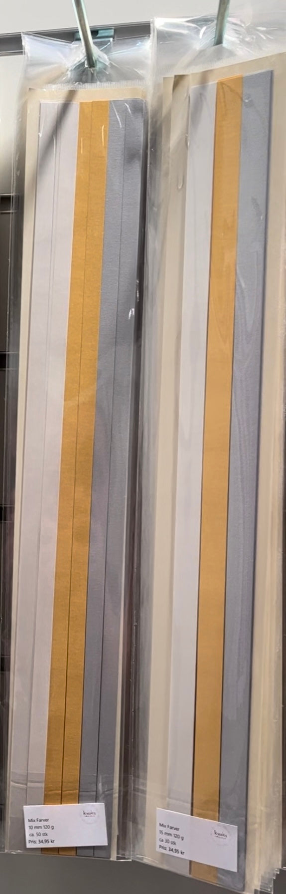 Quilling strimler – Mix farve - Hvid, guld og sølv