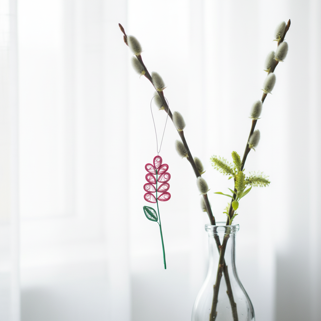 Quilling opskrift - Pink blomst